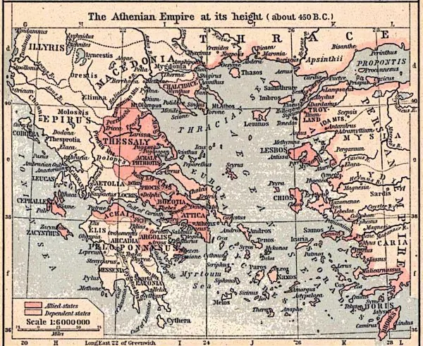 The Athenian Empire at its height, c.450 BCE