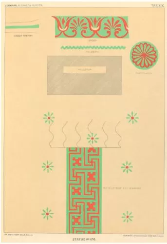 Dressed in Splendor: Textiles and Status in Archaic Greek Korai 5 Lermann colour plate of painted patterns on kore Acr. 670