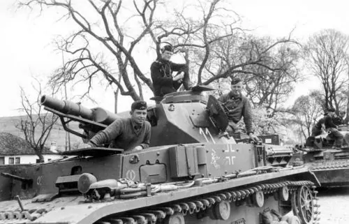 German Panzer IV of the 11th Panzer Division advancing into Yugoslavia from Bulgaria as part of the Twelfth Army