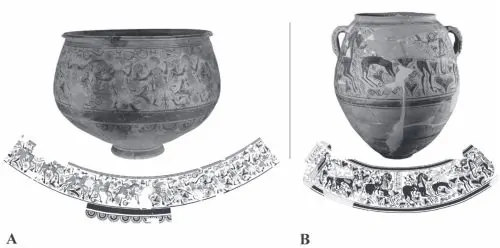 Iconographic representations showing warriors and riders. A. Warrior vase from El Tossal de Sant Miquel, 3rd–2nd century BCE