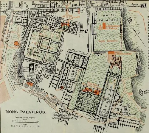 Plan of the Palatine with modern buildings overlaid