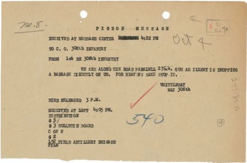 Carrier Pigeons: The Unsung Heroes of World War I Communication 7 Cher Ami’s message from Captain Whittlesey to the commanding officer of the 308th Infantry