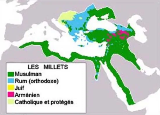 Map of prevailing religions in the territories of the Ottoman Empire in the late 16th century