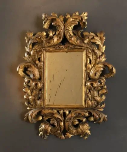 17th Century Italian Rococo Gilt Wood Mirror