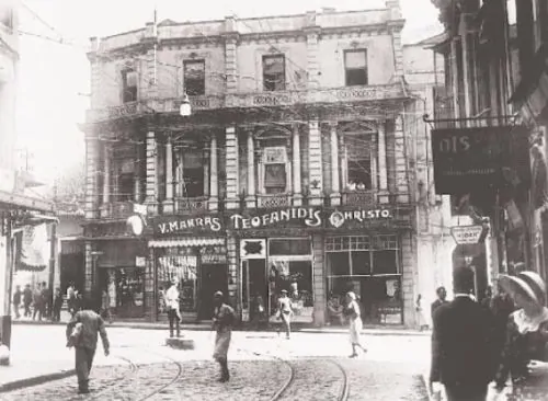 Greek shops on İstiklal Avenue in Beyoğlu (Pera), 1930s