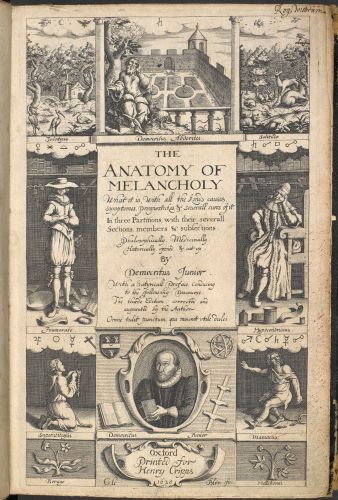 Treating Melancholy as a Mental Disorder in Medieval Scholastic Medicine 19 Frontispiece for the 1628 3rd edition of The Anatomy of Melancholy