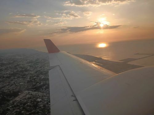 Using Science to Laser in on an Ancient Monumental Mayan City 4 The sunset over the bay and city of Campeche, Mexico, as seen from a plane
