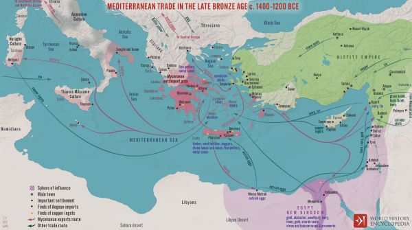 Ancient Mycenaean Civilization and the Deciphered Linear B Script 4 A map illustrating the late Bronze Age trade in the eastern Mediterranean seaboard