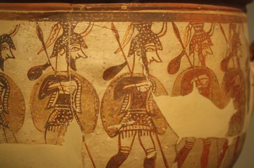 Ancient Mycenaean Civilization and the Deciphered Linear B Script 6 Mycenaean warriors depicted on a krater from Mycenae