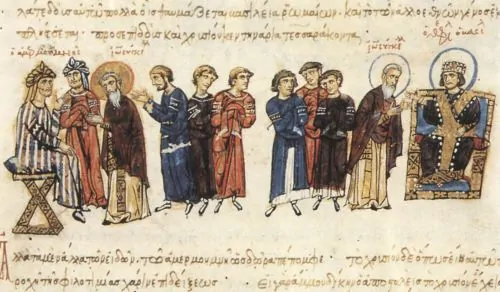 The embassy of John the Grammarian in 829, between the emperor Theophilos and the Abbasid caliph Al-Ma'mun