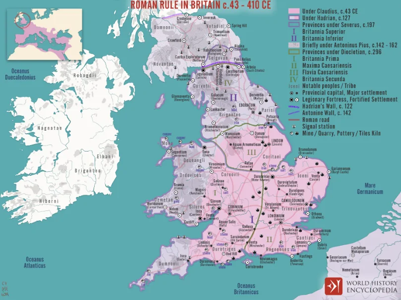 Ancient Britain: From Prehistory to the Norman Conquest 2 A map illustrating the expanding control and organization of Roman rule in Britain between c. 43 and 410 CE