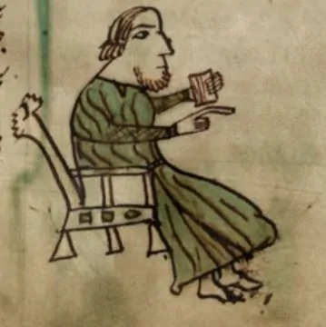 An illumination of a Welsh judge (MS. Peniarth 28)