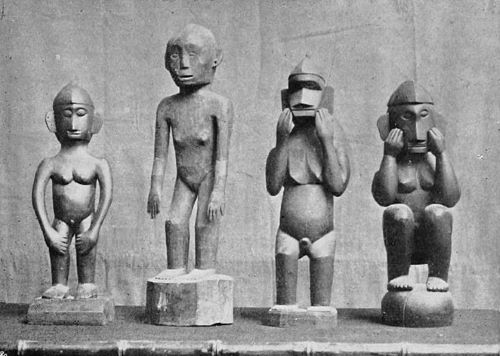A Federal Writers Project photograph of carved wooden figures, made by African Americans in Georgia (1939).