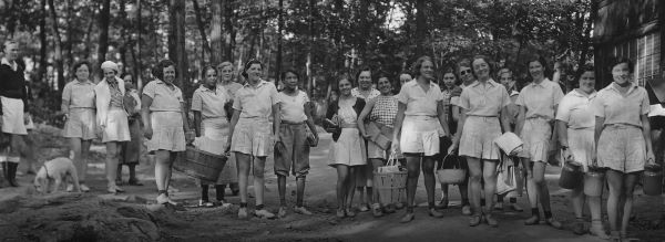 An image of women in the Work Corps during the Great Depression.