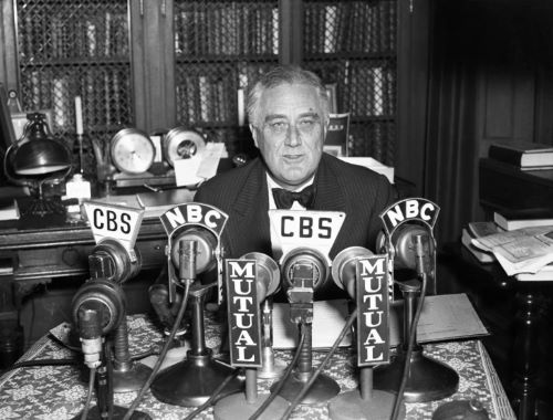 FDR giving one of his Fireside Chat addresses.