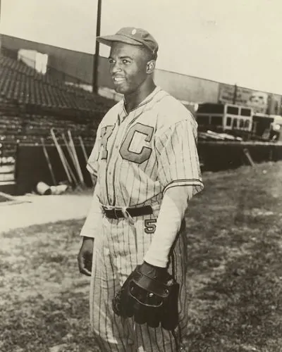 Jackie Robinson in Kansas City Monarchs uniform, 1945