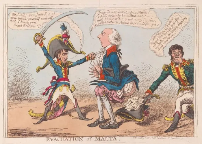 James Gillray, Evacuation of Malta, 1803