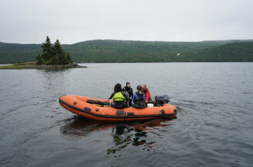 eDNAtec field staff boat to a site in Placentia Bay, Canada