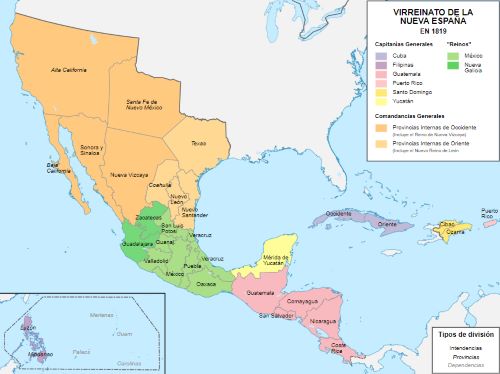 Mapa de Nueva España en 1819