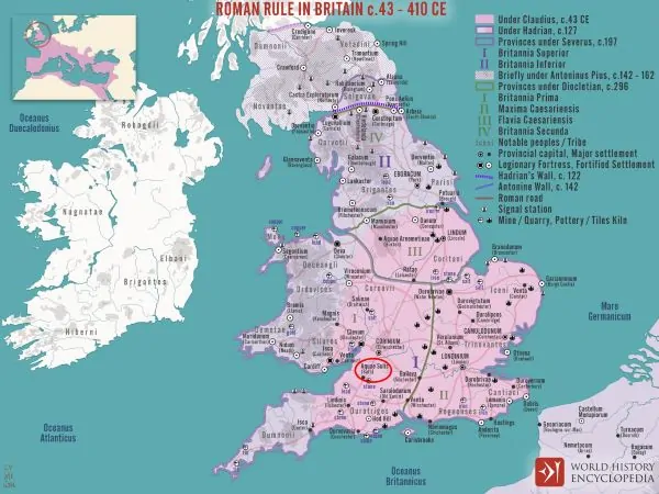 Defixiones and Cunei: The Sacred Aquae Sulis in Ancient Roman Britannia 5 Map of Roman Britain
