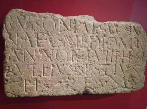 Defixiones and Cunei: The Sacred Aquae Sulis in Ancient Roman Britannia 16 Funerary inscription honoring Rusonia Aventina, 2nd century C.E.
