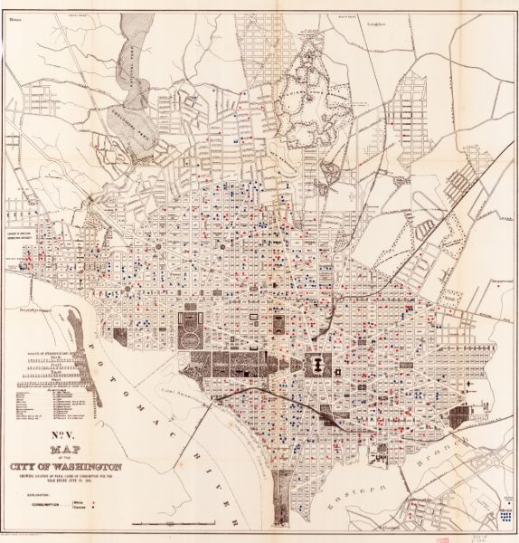 A map of deaths from tuberculosis in Washington, D.C. in 1900–1901