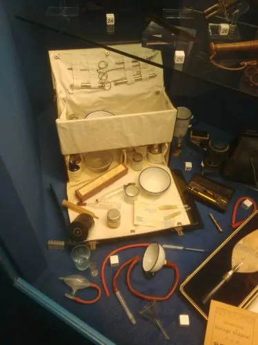Midwife's case and contents, Scunthorpe Maternity Hospital, 1920s/30s