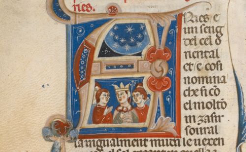 Men observing the stars, from Bartholomaeus Anglicus' De Proprietatibus rerum