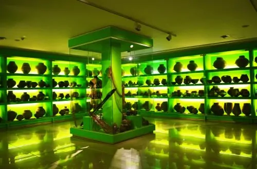 An exhibit showcases pottery in the Museum of Anthropological and Natural Sciences Emilio and Duncan Wagner in Santiago del Estero, Argentina