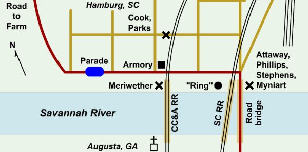 The South Carolina Hamburg 'Red Shirt' Election Massacre in 1876 4 Map for the Hamburg massacre