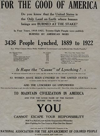 A Right Deferred: African American Voter Suppression after Reconstruction 6 "For the Good of America", NAACP broadside documenting violent acts against African Americans, 1922