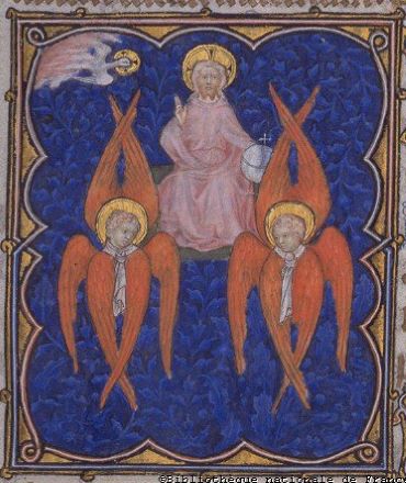God surrounded by seraphim, illustration from the illuminated manuscript Petites Heures of Jean de France, Duc de Berry, 14th-century
