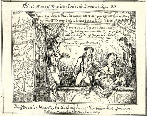 Sex Education for Women in 19th-Century Europe 12 A depiction of a scene from Harriette Wilson’s memoirs, by Robert Cruikshank, 1825