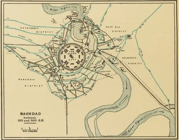 Map of the “Round City” of Mansur (Madinat al-Mansur al-Mudawwara) and Environs, 150–300 A.H.