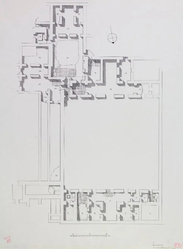 House XII: ground plan, excavation of Samarra (Iraq), drawing