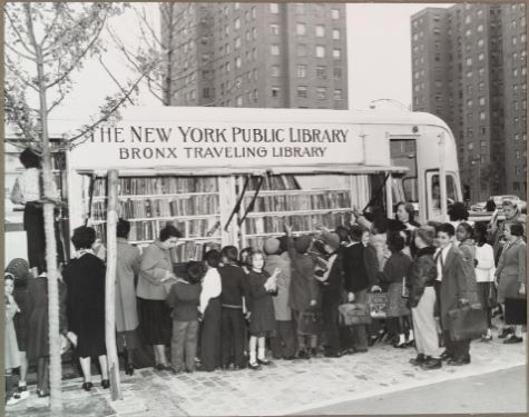 A History of Public Libraries in the United States from the 18th Century 48 Children lining up outside of a New York Public Library bookmobile in the Bronx during the 1950s