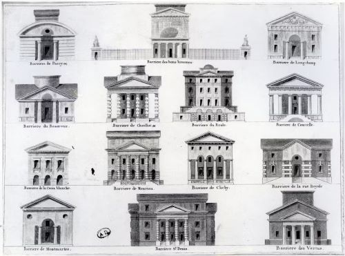 Designing the Sublime: Boullée and Ledoux’s Architectural Revolution 37 Engraving of fourteen of the tollhouse barriers designed by Claude-Nicolas Ledoux for the enclosure of Paris, ca. 1785