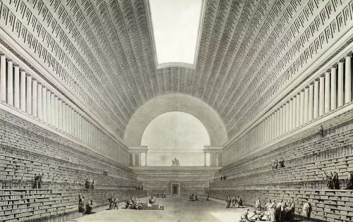 Designing the Sublime: Boullée and Ledoux’s Architectural Revolution 41 Architectural drawing of Étienne-Louis Boullée’s design for the Bibliothèque nationale, ca. 1785–1788