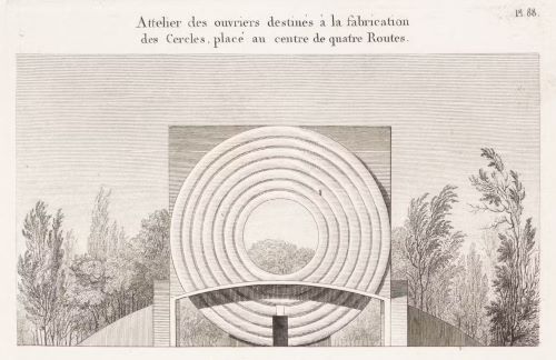 Designing the Sublime: Boullée and Ledoux’s Architectural Revolution 44 Exterior view of Claude-Nicolas Ledoux’s design for a worker’s atelier and accommodation at Chaux, France