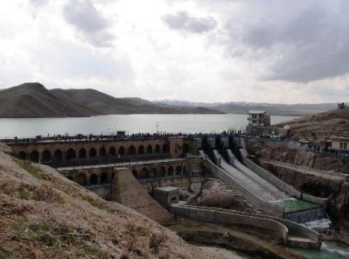 A view of Fariman Dam. An ancient dam possibly dating back to the reigns of the Sassanid kings of Persia (224–710 AD), it was rebuilt during the Timurid and the Qajar eras in its current form.