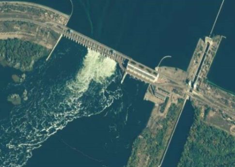 The Nova Kakhovka hydroelectric power dam.