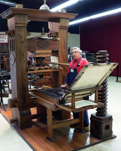 A recreated Gutenberg press at the International Printing Museum in Carson, California