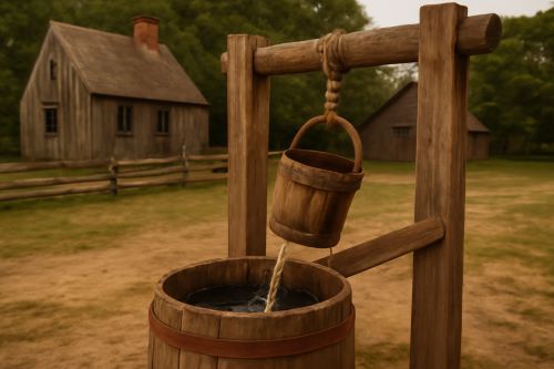 Image of an a colonial water well created by Brewminate with AI.