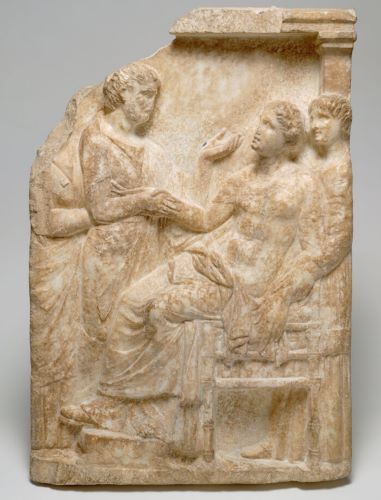 Attic Grave Stele: Woman Dying in Childbirth in ancient Greece