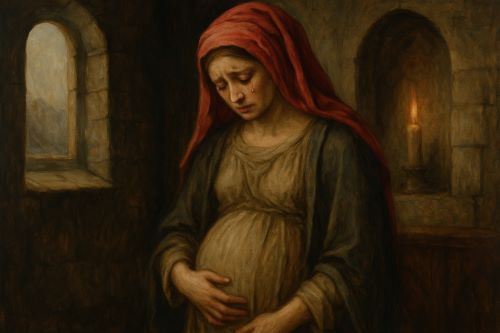 Image of medieval pregnancy created by Brewminate with AI