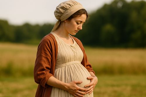 Image of a colonial pregnant women created by Brewminate with AI