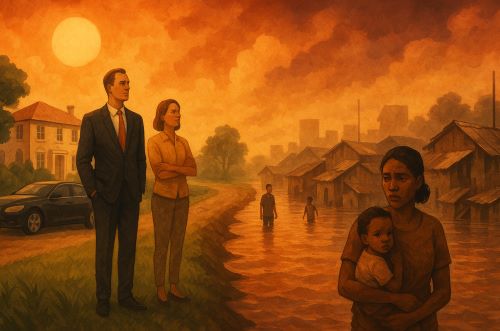 Image of climate change inequality created by Brewminate with AI