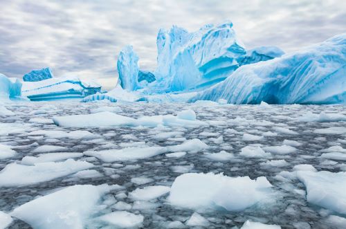 Melting glacial ice in Antarctica
