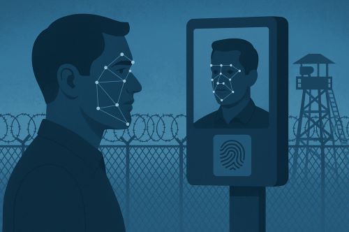 Image of biometric migration surveillance created by Brewminate with AI