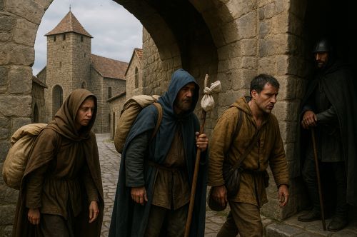 Image of medieval migration created by Brewminate with AI